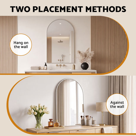 Embellir Arch Wall Mirror, Decorative Silver Frame Mirrors, 86x50cm Bathroom Vanity Mirror, Slim Frame for Living Room Entryway Bedroom Decor