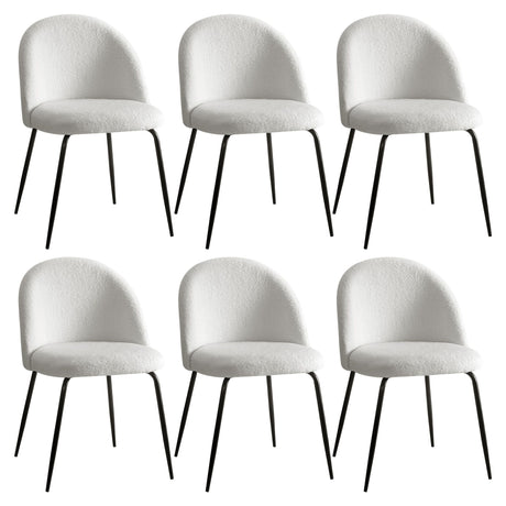 Artiss Dining Chairs Set of 6 Sherpa Boucle White