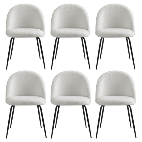 Artiss Dining Chairs Set of 6 Sherpa Boucle White
