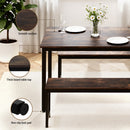 Artiss Dining Table and Chairs Set 3PCS Kitchen Metal Desk Bench Dark Walnut