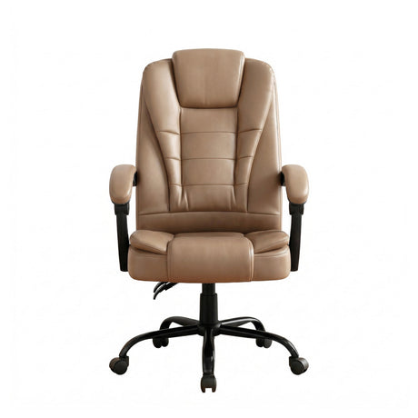 Artiss Massage Office Chair Executive Computer Gaming Chairs Brown PU Leather Espresso