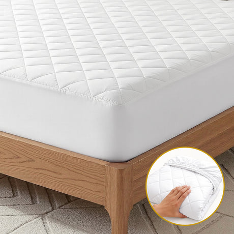 Giselle Waterproof Mattress Protector 100% Cotton Quilted Fitted Cover King