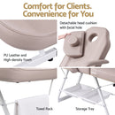Zenses Beauty Bed with Stool, Beige, Adjustable Facial Massage Table, Tattoo Chair, Salon Services