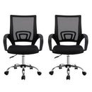 Artiss 2x Mesh Office Chair Mid Back Black