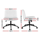 Artiss Criss Cross Chair with Wheels Wide Cross Legged Office Desk Vanity Chair PU Leather, Armless Height Adjustable Swivel Home Office Chair for Home Computer Task, White