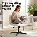 Artiss Criss Cross Chair No Wheels Fabric Wide Cross Legged Office Desk Vanity Chair Armless, Height Adjustable, Swivel Home Office Chair for Home Computer Task, Beige