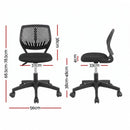 Artiss Ergonomic Office Chair Armless Study Chair Height Adjustable for Girls Boys Teens Black