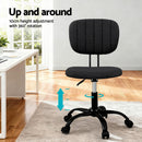 Artiss Armless Office Chair with Wheels, Ergonomic 360° Swivel Home Office Desk Chair, Height Adjustable Computer Task Chair with Fabric Back and Seat for Small Space, Black