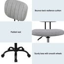 Artiss Armless Office Chair with Wheels, Ergonomic 360° Swivel Home Office Desk Chair, Height Adjustable Computer Task Chair with Fabric Back and Seat for Small Space, Grey