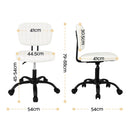 Artiss Armless Office Chair with Wheels, Ergonomic PU Leather Office Desk Chair, Height Adjustable 360° Swivel Computer Task Chair for Home Office, Study Room & Small Space, White