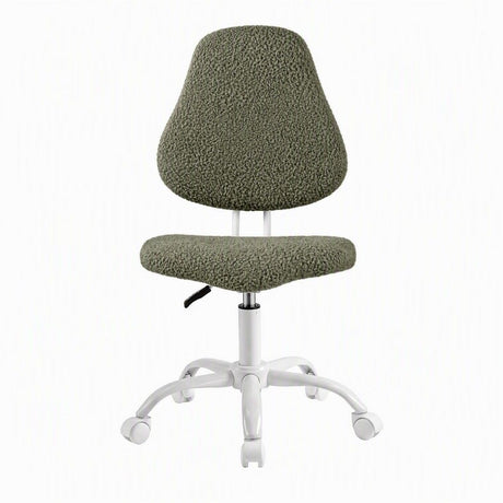 Artiss Armless Office Chair Ergonomic Soft Fleece Height Adjustable Vanity Desk Chair Green