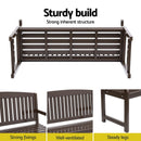 Gardeon Outdoor Garden Bench Wooden 2 Seater Lounge Chair Patio Furniture Brown