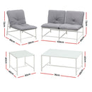 Gardeon 5-Piece Outdoor Sofa Set with Cushions table and Chairs White