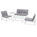 Gardeon 5-Piece Outdoor Sofa Set with Cushions table and Chairs White