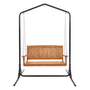 Gardeon Wooden 2-Seater Outdoor Swing Chair with Black Stand Hanging Chair Patio Furniture