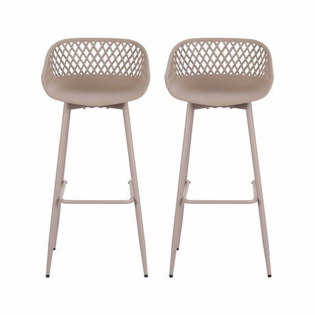 Gardeon 2PC Outdoor Bar Stools Plastic Metal Dining Chair Patio Furniture Coffee