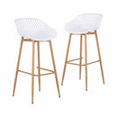 Gardeon 2PC Outdoor Bar Stools Plastic Metal Dining Chair Patio Furniture White