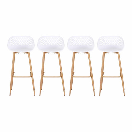 Gardeon 4-Piece Outdoor Bar Stools Plastic Metal Dining Chair Balcony White