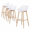 Gardeon 4-Piece Outdoor Bar Stools Plastic Metal Dining Chair Balcony White