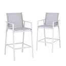 Gardeon 2PC Outdoor Bar Stools Dining Chairs Patio Furniture Garden Steel Textilene White