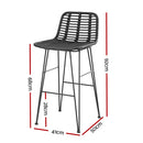 Gardeon 2 Piece Outdoor Bar Stools Wicker Dining Rattan Chair Black