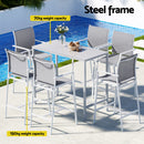 Gardeon 7PCS Outdoor Bar Set Stools Dining Chairs Table Patio Steel Bistro Set White