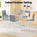 Gardeon 7PCS Outdoor Bar Set Stools Dining Chairs Table Patio Steel Bistro Set White