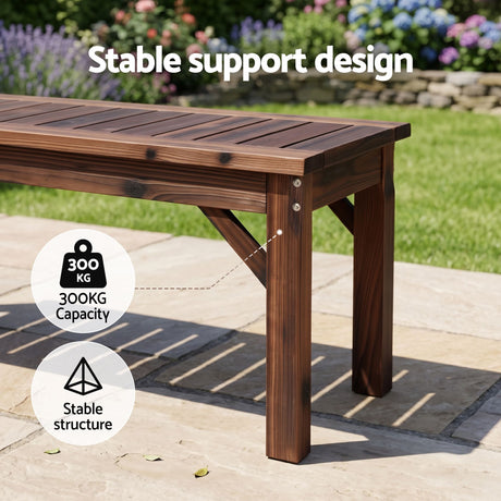Gardeon Garden Benches Garden Seating Backless Timber Seat 120cm Brown