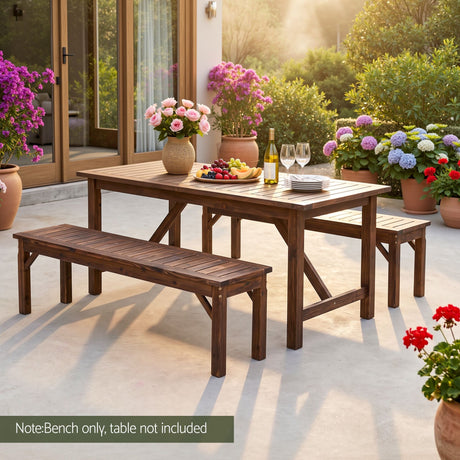 Gardeon Garden Benches Garden Seating Backless Timber Seat 150cm Brown