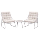 Gardeon 3PC Outdoor Bistro Set Patio Furniture Table and Chairs Steel Dining Chair Khaki