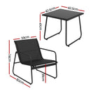 Gardeon Outdoor Bistro Set 3 Piece Patio Furniture Textilene Chairs Glass Table