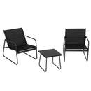 Gardeon Outdoor Bistro Set 3 Piece Patio Furniture Textilene Chairs Glass Table