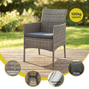 Gardeon 4-Piece Outdoor Sofa Set with Two Pillows Rattan Furniture Grey