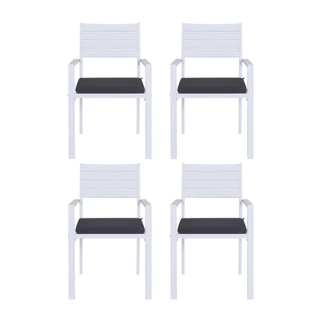 Gardeon 4PC Outdoor Dining Chairs Stackable Aluminum Lounge Chair Patio Furniture