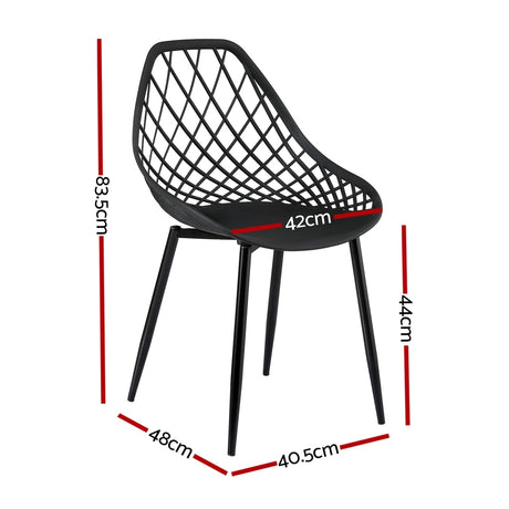 Gardeon 4PC Outdoor Dining Chairs PP Lounge Chair Patio Garden Furniture Black