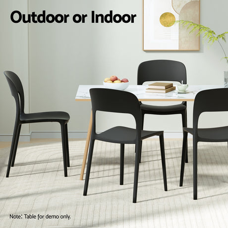 Gardeon 4PC Outdoor Dining Chairs Stackable PP Patio Chair Garden Furniture Black