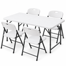 Gardeon 5PCS Outdoor Dining Set 120CM Folding Table and Chairs Patio Furniture White