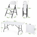 Gardeon 9PCS Outdoor Dining Set 180CM Folding Table and Chairs Patio Furniture White