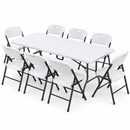 Gardeon 9PCS Outdoor Dining Set 180CM Folding Table and Chairs Patio Furniture White