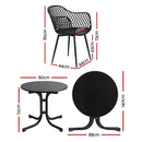 Gardeon 5PCS Outdoor Dining Set Table and Chairs Patio Furniture Garden Diamond Black