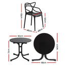 Gardeon 5PCS Outdoor Dining Set Table and Chairs Garden Patio Furniture Entwine Black