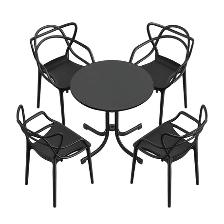 Gardeon 5PCS Outdoor Dining Set Table and Chairs Garden Patio Furniture Entwine Black
