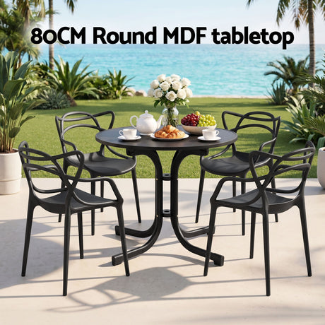 Gardeon 5PCS Outdoor Dining Set Table and Chairs Garden Patio Furniture Entwine Black