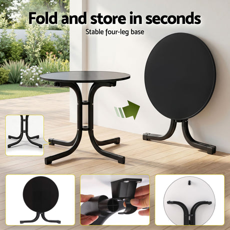 Gardeon 5PCS Outdoor Dining Set Table and Chairs Garden Patio Furniture Entwine Black