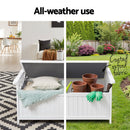 Gardeon Outdoor Storage Bench Box Wooden Garden Toy Tool Patio Furniture White