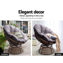 Gardeon Outdoor Chairs Outdoor Furniture Papasan Chair Wicker Patio Garden Brown