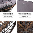 Gardeon Outdoor Chairs Outdoor Furniture Papasan Chair Wicker Patio Garden Brown