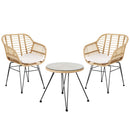 Gardeon 3PC Outdoor Furniture Bistro Set Lounge Setting Table Chairs Cushion Patio Grey