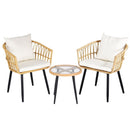 Gardeon 3PC Outdoor Bistro Set Patio Furniture Lounge Setting Table and Chairs Natural