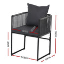 Gardeon 2PC Outdoor Dining Chairs Woven Rope Chair Patio Furniture Garden Steel